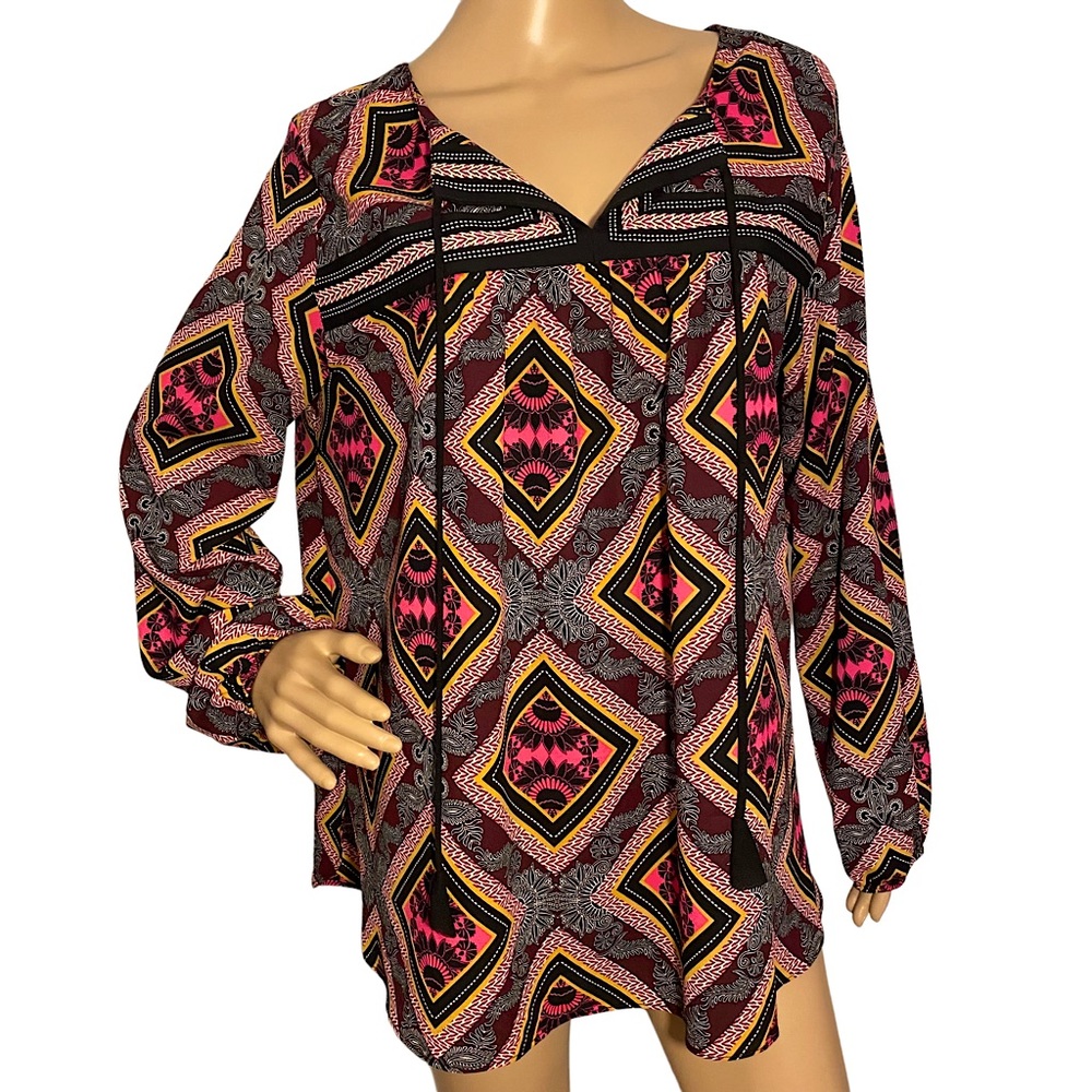 GIBSON LATIMER  | DIAMOND BLOUSE WITH BLACK TASSELS